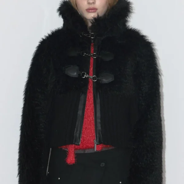 Knit Fur Mix Mustang Black