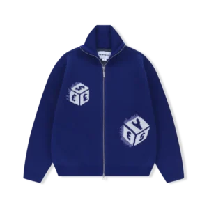 Dice Full Zip-Up Knit Cardigan