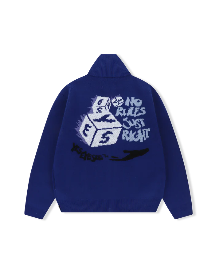 Dice Full Zip-Up Knit Cardigan - Image 6