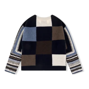 Colour Block Crochet Knit Zip Up