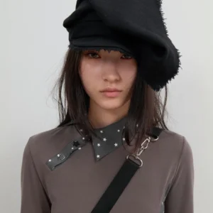 Scarf Veil Wool Cap Black