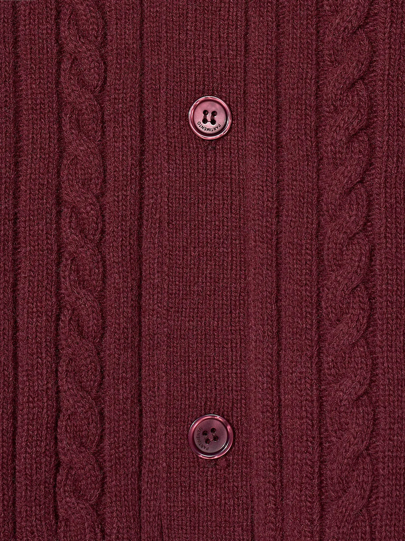 Crop Cable Wool Cardigan Red - Image 6