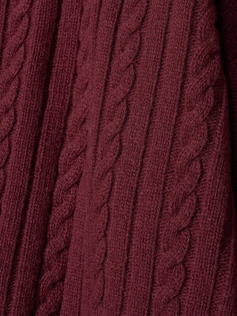 Crop Cable Wool Cardigan Red - Image 4
